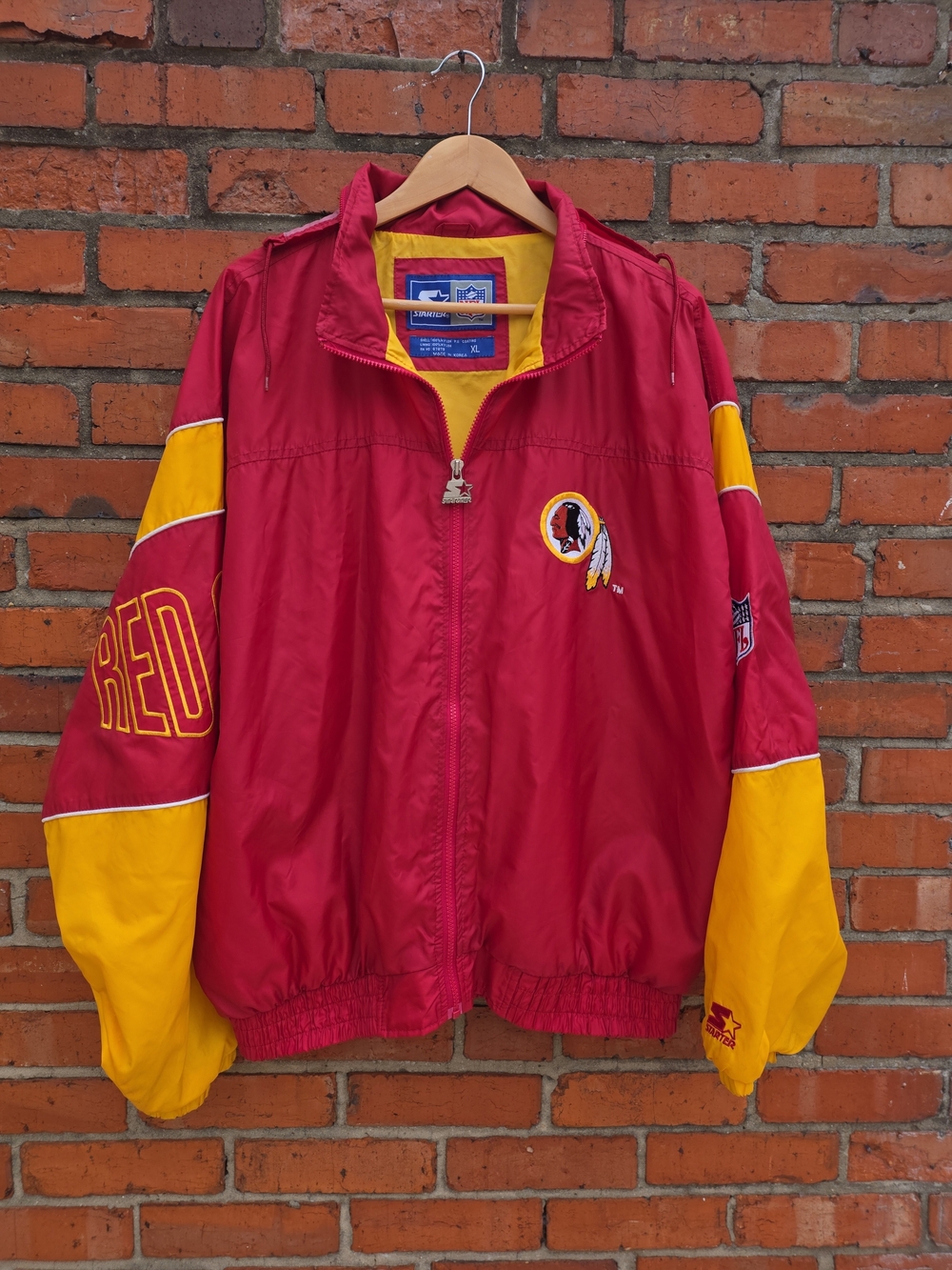 Vintage Starter Washington Redskins Full Zip Hooded Jacket XL NFL 90s (Z)